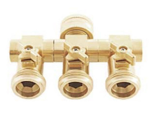 presa rubinetto in ottone tre uscite filettate cod:ferx.fer427692