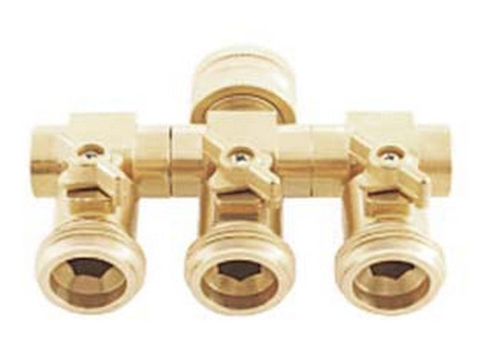 presa rubinetto in ottone tre uscite filettate cod:ferx.fer427692