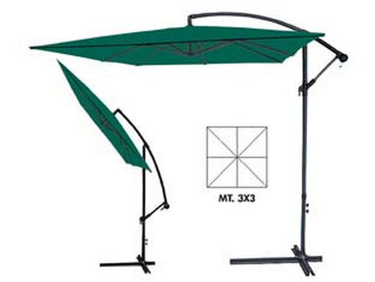 ombrellone quadrato decentrato in metallo con manovella - ? mt.3x3 palo ? mm.48 a 6 stecche colore verde cod:ferx.fer428712