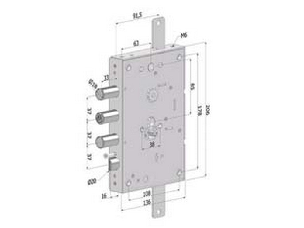 serratura triplice per porte blindate cilindro europeo revers.interno 37 265 - (2651scr0337cxx) cod:ferx.fer430203