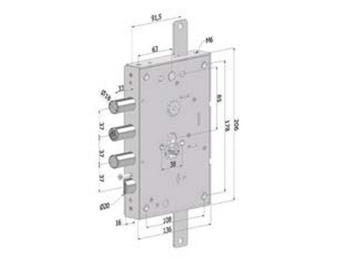 serratura triplice per porte blindate cilindro europeo revers.interno 37 265 - (2651scr0337cxx) cod:ferx.fer430203