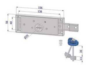 serratura laterale doppia mappa per serranda con catenaccio piegato 2215 - dx (2215dzb4508ab2) cod:ferx.fer430418