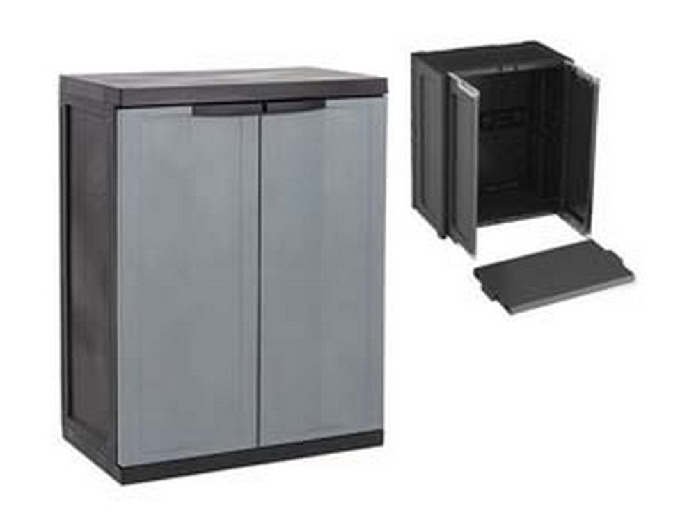 armadio basso a 2ante+1ripiano nero/grigio art.200bk - cm.65x37x85h. cod:ferx.fer433969