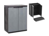 armadio basso a 2ante+1ripiano nero/grigio art.200bk - cm.65x37x85h. cod:ferx.fer433969