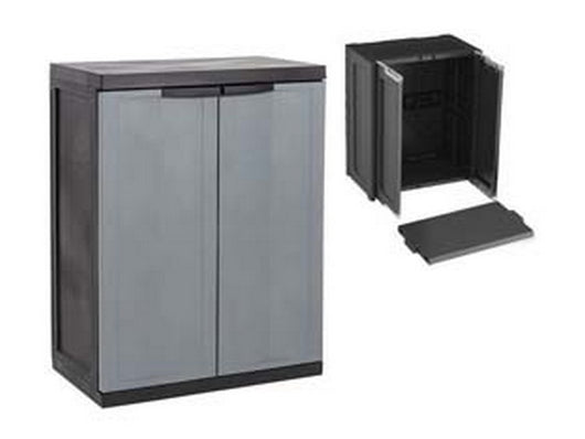 armadio basso a 2ante+1ripiano nero/grigio art.200bk - cm.65x37x85h. cod:ferx.fer433969