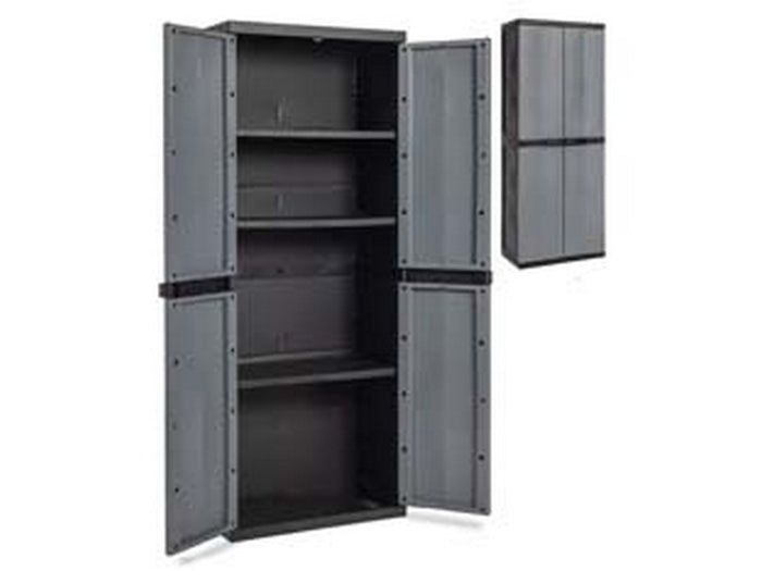 armadio tuttopiani 2 ante + 3 ripiani nero/grigio basalto art.202 - cm.65x37x165h. cod:ferx.fer433983