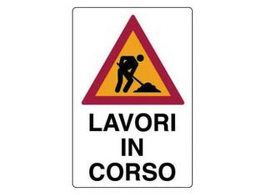 cartello "lavori in corso" - cm.50x70h. in plastica cod:ferx.fer435055