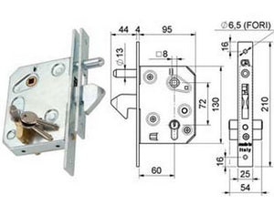 serratura infilare a gancio per cancelli scorrevoli art.350.60 - mm.60 (350.60) cod:ferx.fer437509