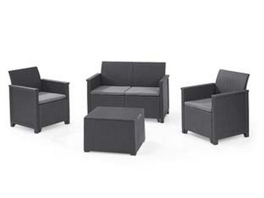 salottino 4 pezzi "emma lounge" flat wicker graphite 4 posti cod:ferx.fer444743