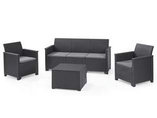 salottino 4 pezzi "emma lounge" flat wicker graphite 5 posti cod:ferx.fer444750