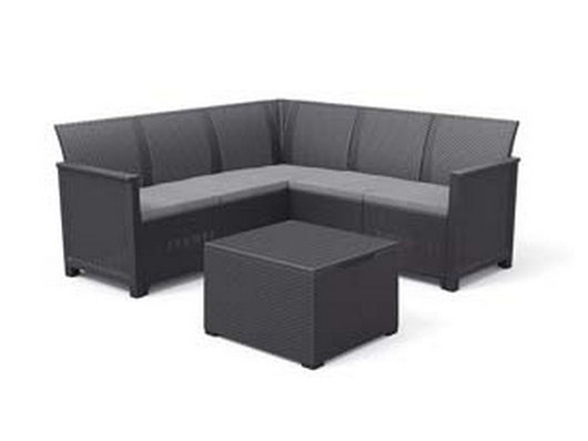 salottino 4 pezzi "emma corner" flat wicker graphite 5 posti cod:ferx.fer444767