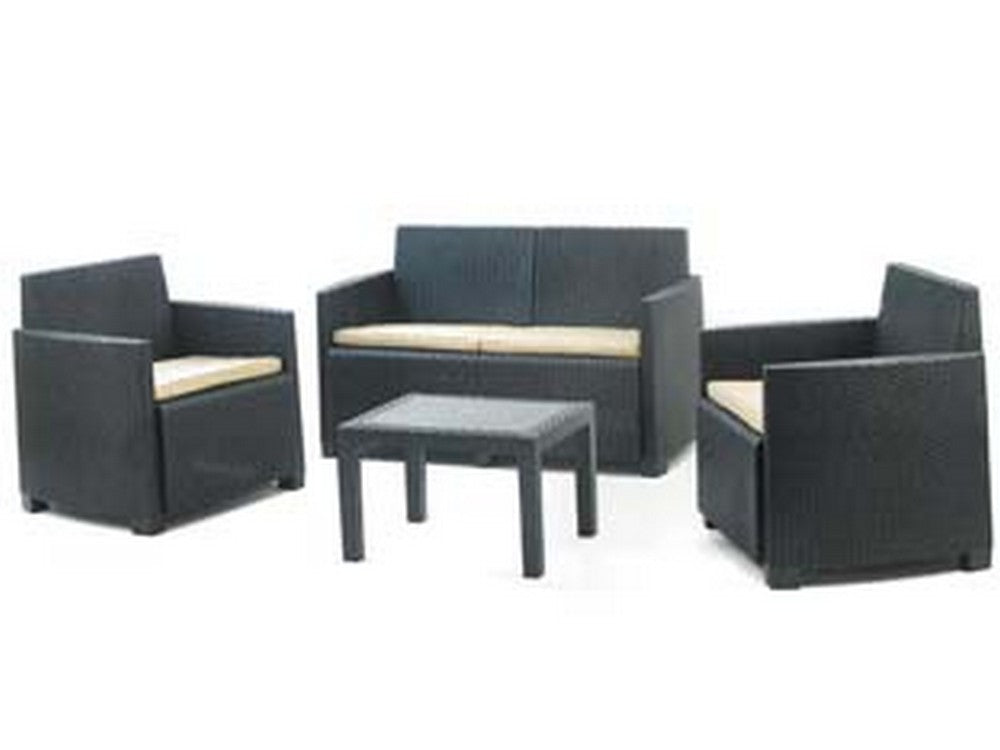 salottino 4 pezzi in pe rattan "arena" antracite 4 posti - peso totale kg.43 cod:ferx.fer444866