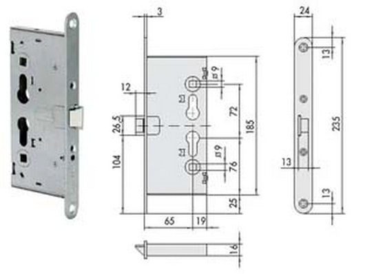 elettroserratura da infilare per porte tagliafuoco antipanico 13110 - mm.65 (13110650) cod:ferx.fer448413