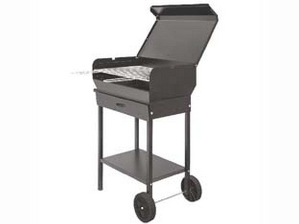 barbecue rettangolare a carbonella "doriano" con ruote - griglia cm.47,5x37 cod:ferx.fer450157
