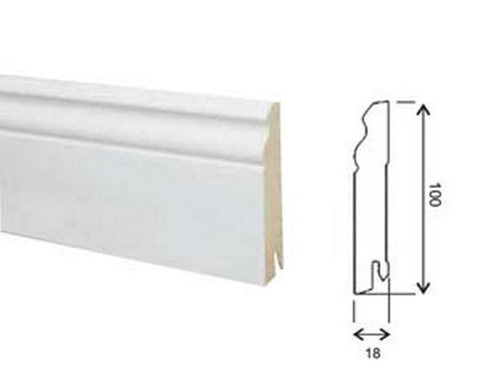 battiscopa barocco in mdf bianco - mm.18x100x2400 cod:ferx.fer451635