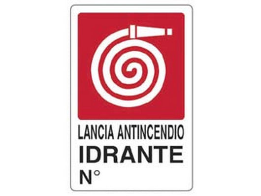 cartello "lancia antincendio idrante n°" - cm.20x30h.  cod:ferx.fer453301