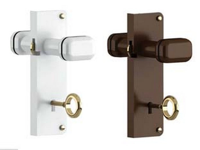 serratura con pomolo in plastica per porte a soffietto noce cod:ferx.fer453912