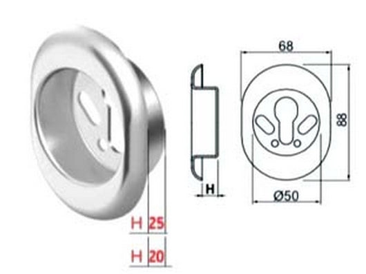 mostrina a vaschetta in acciao cromo satinato - mm.68x88x20h ? mm.50 (kt5239at) cod:ferx.fer456593