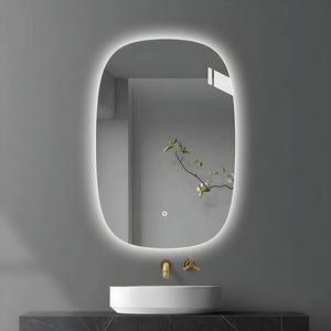 Specchio 5 mm rettangolare stondato retroilluminato interruttore touch *** misure 50x70 cm, tonalità standard 6000-6...