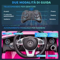Macchina Elettrica per Bambini 3-6 Anni con Luci LED, Effetti Sonori e Telecomando, 107x62.5x44 cm, Rosa