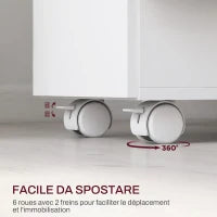 Tavolo Rettangolare Allungabile con 2 Cassetti e un Armadietto in Legno, 140x76x74 cm, Bianco e Color Legno