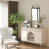 Specchio da Bagno ad Arco in Lega di Alluminio e Vetro 60x90 cm per Camera e Soggiorno, Nero