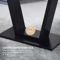 Tavolo da Pranzo per 4-6 persone con Piano Effetto Marmo, 140x80x76cm, Nero