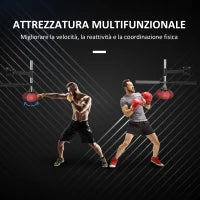 Speed Bag a Parete per Boxe e MMA ad Altezza Regolabile con Asta, Acciaio e PU, 79x72x20 cm, Rosso