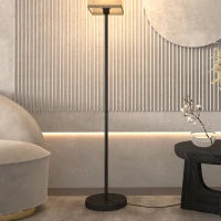 Lampada da Terra 40W con Interruttore a Pedale, in Tessuto Effetto Lino e Metallo, Ø25x161.5 cm, Nero e Beige