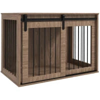Casetta per Cani Grandi con Porta Scorrevole per Interno in Legno, 98x58x61cm, Marrone