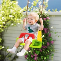 Altalena per Bambini 9-36 Mesi in PP e PE con Corda Regolabile e Cintura, 42x33x120-180 cm