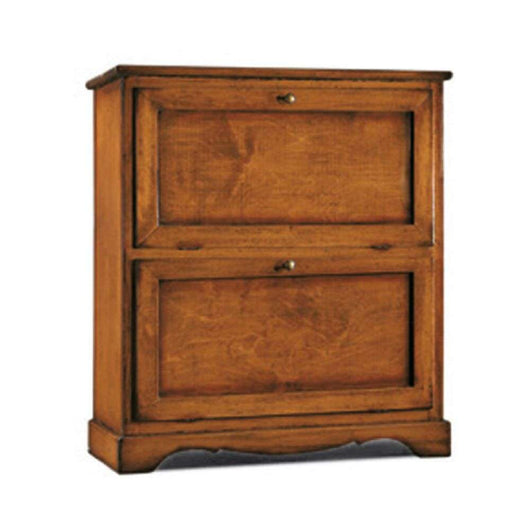 Scarpiera 2 porte capacità 14 paio di scarpe arte povera in legno massello e mdf con rifinitura in noce 79X30X90 H