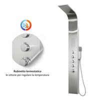 Colonna doccia termostatica siria 4 funzioni getto a cascata bocchette lombari *** finitura- spazzolato, confezione 1