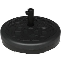 Base per Ombrellone Rotonda in Plastica Riempibile con Acqua e Sabbia per Pali da 38-48 mm, Ø56 cm, Nero