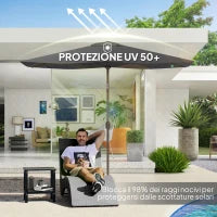 Telo di Ricambio per Ombrellone Rettangolare 3x2 m a 6 Stecche, Poliestere Anti UV 50+, Grigio