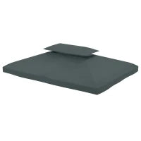 Copertura per Gazebo 4x3 m a 2 Livelli in Poliestere con Cinghie e 10 Fori di Drenaggio, Grigio Antracite