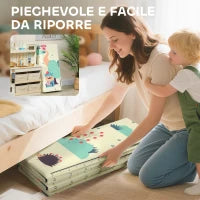 Tappeto per Bambini 0-6 Anni a Tema Animali con Superficie Impermeabile in XPE Multicolore, 196x176x1.5 cm