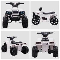Quad Elettrico per Bambini ATV 6V, Quad per Bambini con Fari e Clacson, Velocità 3km/h, Età 18-36 Mesi, 65x40x43cm, Nero Bianco