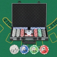Set da Poker per 10 Giocatori con 400 Fiches, 2 Mazzi di Carte, 5 Dadi, Tappetino e Valigetta Grigia