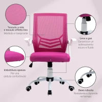 Sedia da Ufficio Ergonomica con Supporto Lombare, Braccioli Pieghevoli, Sedia da Scrivania Girevole in Rete Traspirante con Schienale Reclinabile e Altezza Regolabile, Capacità 120kg, Rosa