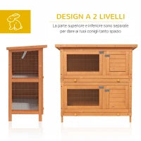 Gabbia a Due Piani per Conigli, Conigliera da Esterno in Legno di Abete, 90x45x90 cm, Legno e Verde