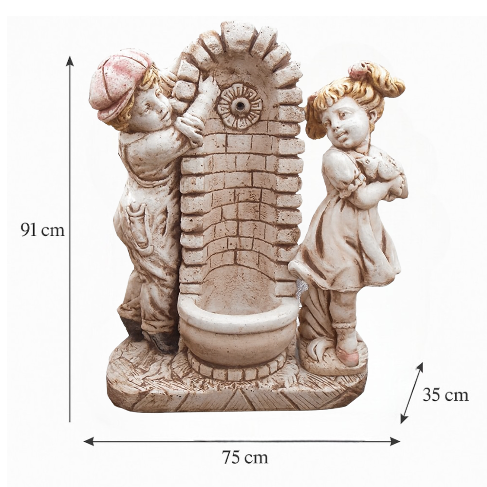 Fontana calcestruzzo cemento senza rubinetto 75x35xh.91cm modello bimbo bimba