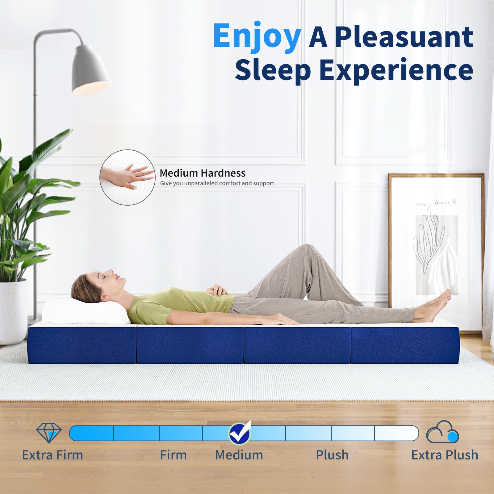 Materasso Pieghevole 120x195x10 cm - RATTANTREE - Soffice Confortevole - Materasso da Campeggio - Materasso da pavimento per ospiti - Materasso da Viaggio