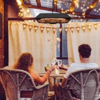 Lampada Riscaldante per Esterni con Luce, Potenza 800W/1200W/2000W e Telecomando, 45x45x10cm, Nero