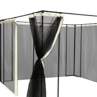 Zanzariera per Gazebo Tende di Ricambio Universale con Cerniere, 352x207cm - Nero e Beige
