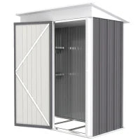 Casetta da Giardino Porta Attrezzi in Acciaio con Porta Bloccabile, 161x95x163/181cm, Grigio