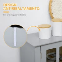 Credenza Alta per Cucina in Legno in Stile Classico, Grigio, 68x39.5x170cm