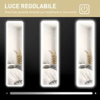 Specchio da Parete Touch con Illuminazione LED Regolabile, in Vetro Temperato e Metallo, 40x3x120 cm, Nero