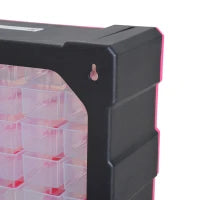 DURHAND Cassettiera in Plastica Portaminuterie con 39 Cassetti Trasparenti, Montaggio a Muro o a Terra 38x16x47.5cm Rosa