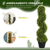 Pianta Finta di Eucalipto a Spirale con Vaso Incluso per Interno ed Esterno, Altezza 90 cm, Verde